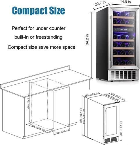 imageAntarctic Star Mini Fridge 15quot Wine Cooler Under Counter Beverage Refrigerator Beer Wine Fridge 28 Bottles Dual Zone Builtin Freestanding Stainless Steel DoubleLayer Tempered Glass Door chiller
