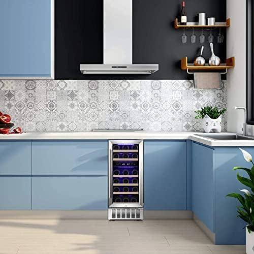 imageAntarctic Star Mini Fridge 15quot Wine Cooler Under Counter Beverage Refrigerator Beer Wine Fridge 28 Bottles Dual Zone Builtin Freestanding Stainless Steel DoubleLayer Tempered Glass Door chiller