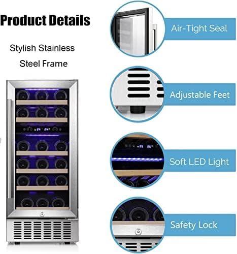 imageAntarctic Star Mini Fridge 15quot Wine Cooler Under Counter Beverage Refrigerator Beer Wine Fridge 28 Bottles Dual Zone Builtin Freestanding Stainless Steel DoubleLayer Tempered Glass Door chiller