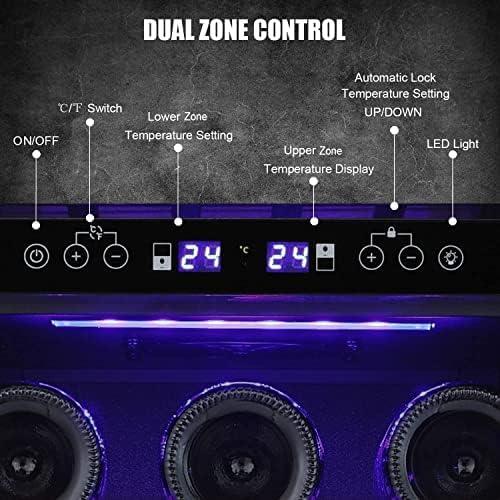 imageAntarctic Star Mini Fridge 15quot Wine Cooler Under Counter Beverage Refrigerator Beer Wine Fridge 28 Bottles Dual Zone Builtin Freestanding Stainless Steel DoubleLayer Tempered Glass Door chiller