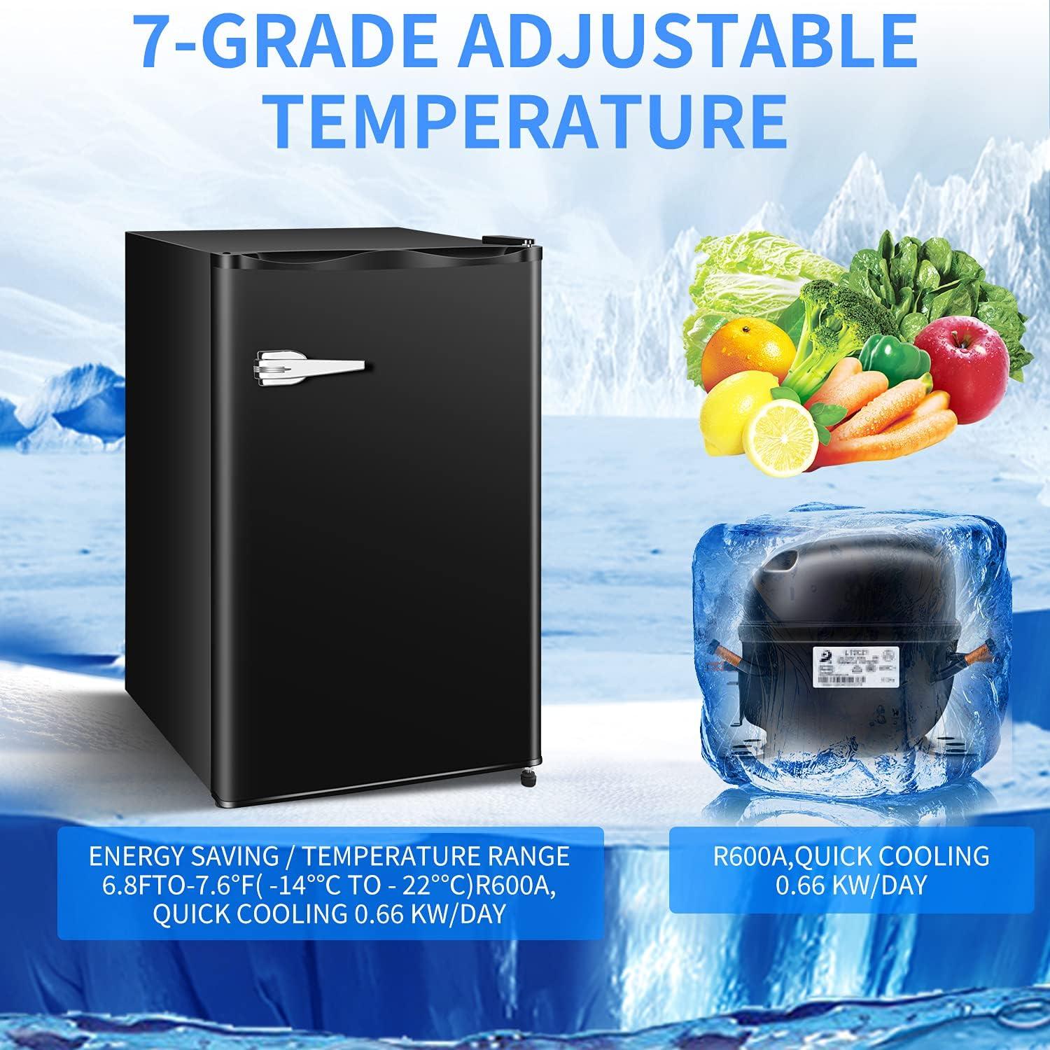 imageAntarctic Star Mini Upright Freezer 23 cuft Compact freezer with Removable Shelves and Adjustable Thermostatfor HomeKitchenOfficeBlackBLACK