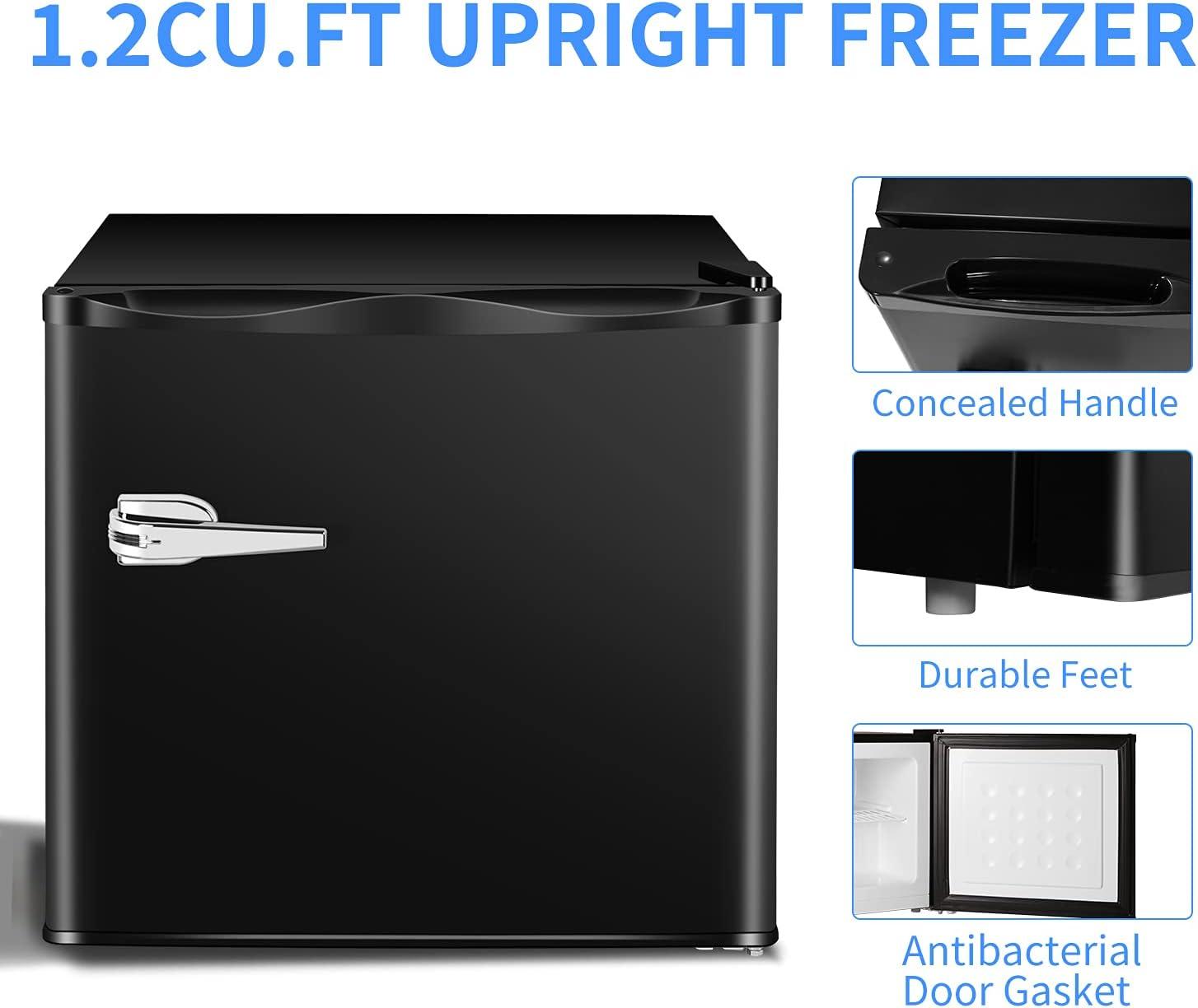 imageAntarctic Star Mini Upright Freezer 23 cuft Compact freezer with Removable Shelves and Adjustable Thermostatfor HomeKitchenOfficeBlackBLACK