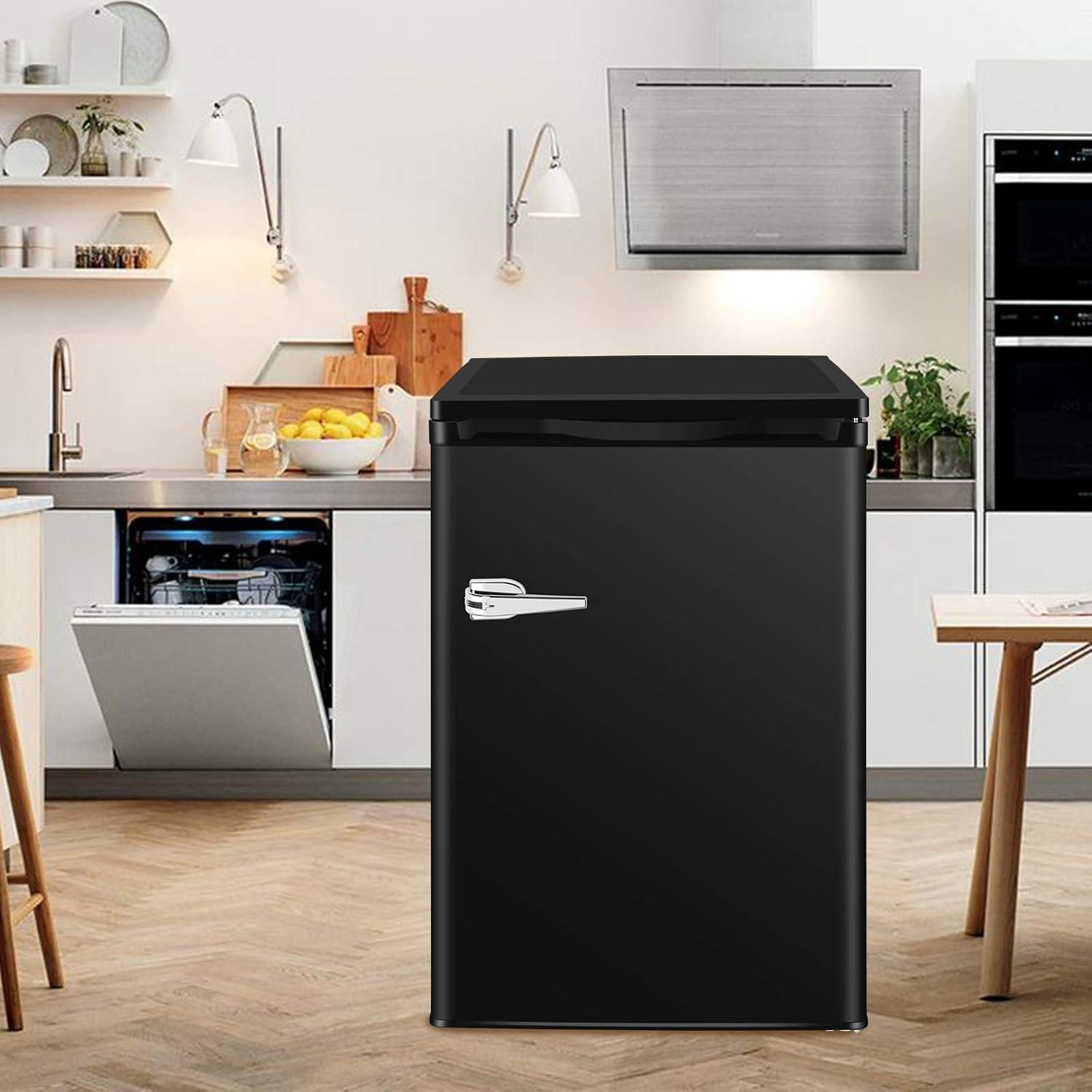 imageAntarctic Star Mini Upright Freezer 23 cuft Compact freezer with Removable Shelves and Adjustable Thermostatfor HomeKitchenOfficeBlackBLACK