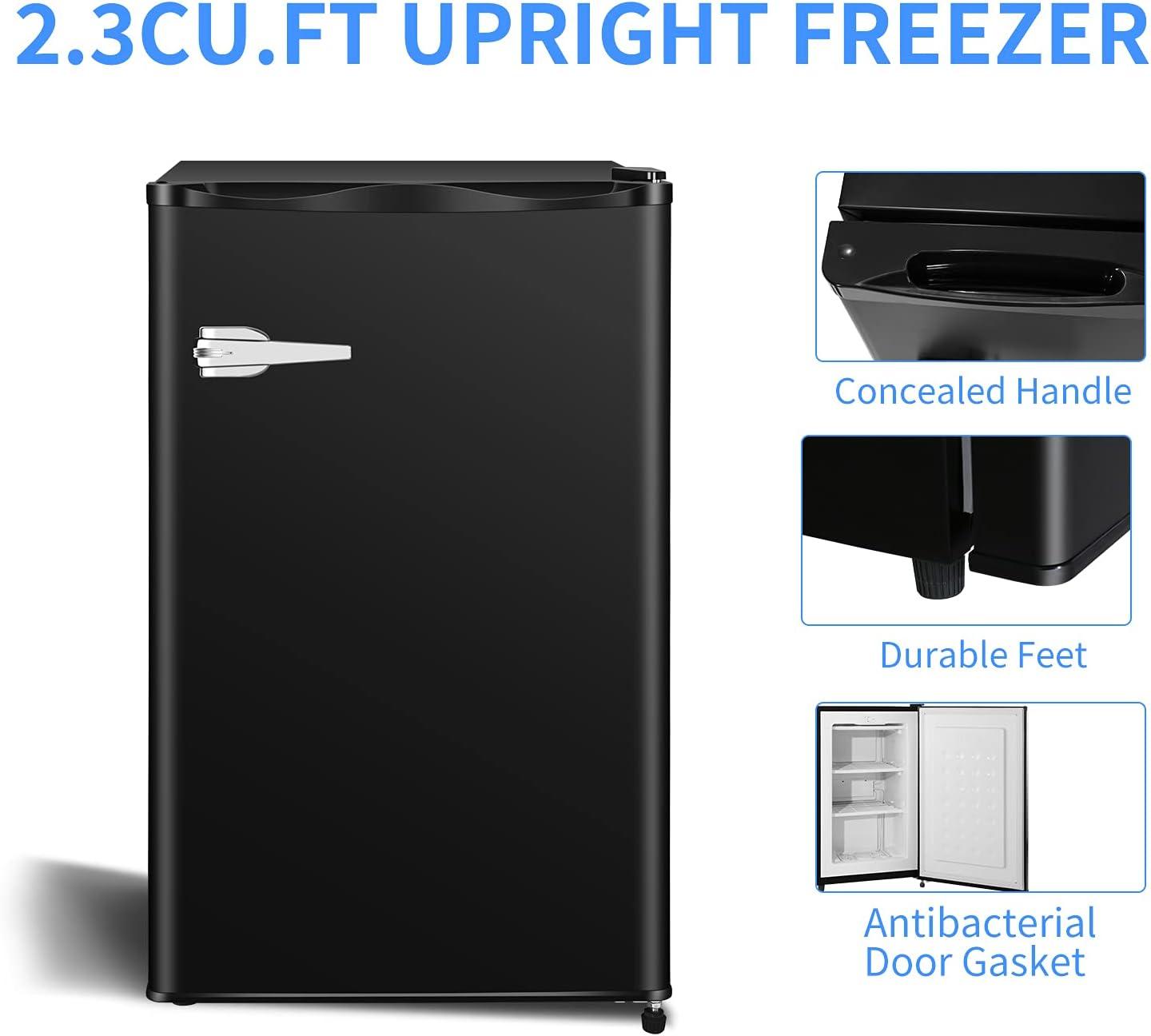 imageAntarctic Star Mini Upright Freezer 23 cuft Compact freezer with Removable Shelves and Adjustable Thermostatfor HomeKitchenOfficeBlackBLACK