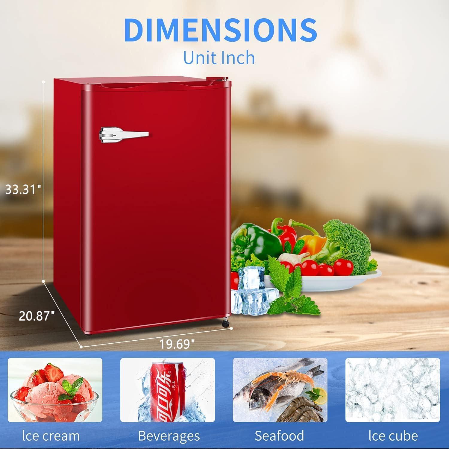 imageAntarctic Star Mini Upright Freezer 23 cuft Compact freezer with Removable Shelves and Adjustable Thermostatfor HomeKitchenOfficeBlackRED