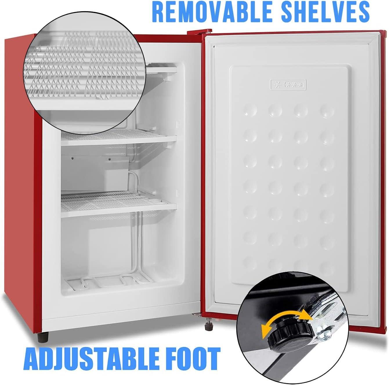 imageAntarctic Star Mini Upright Freezer 23 cuft Compact freezer with Removable Shelves and Adjustable Thermostatfor HomeKitchenOfficeBlackRED