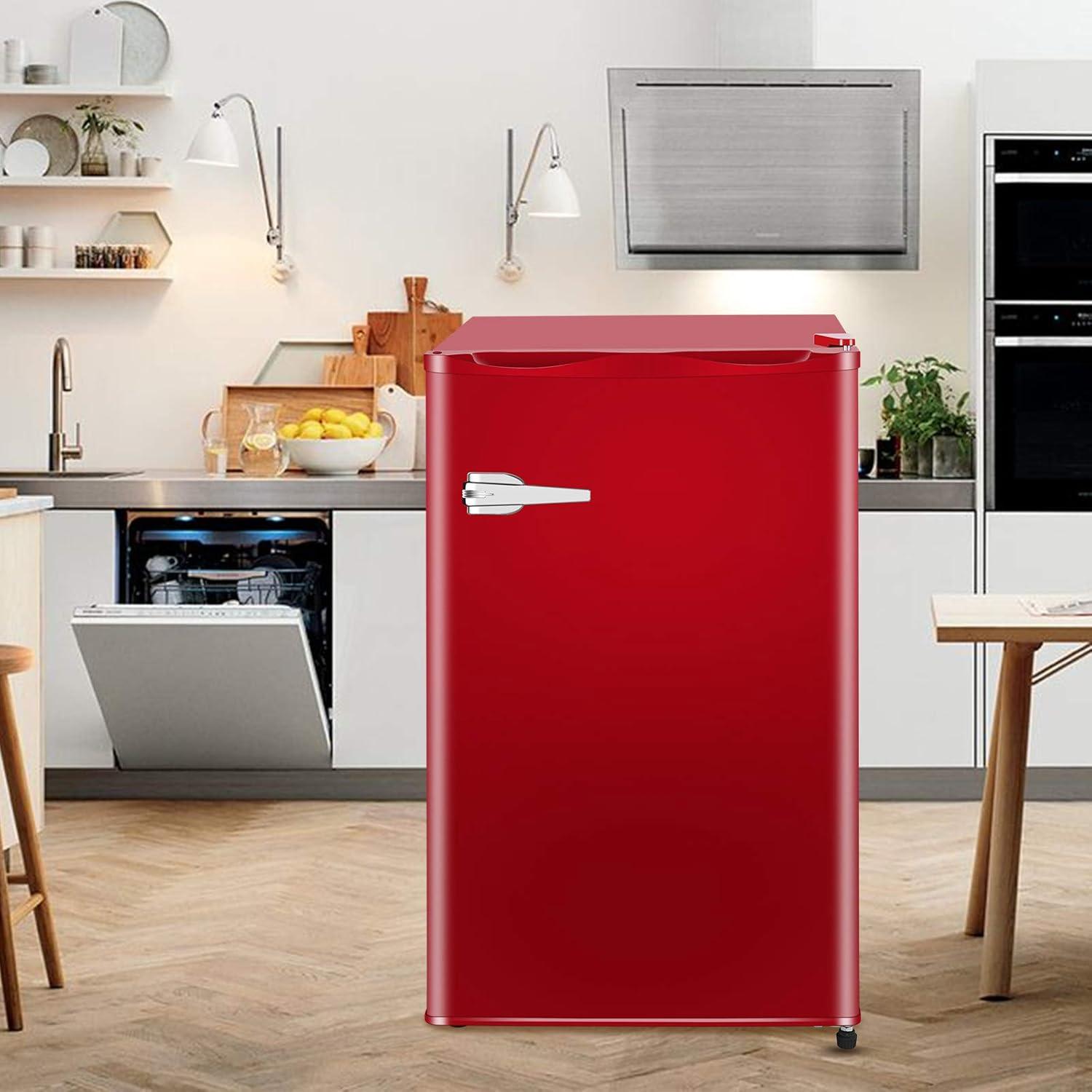 imageAntarctic Star Mini Upright Freezer 23 cuft Compact freezer with Removable Shelves and Adjustable Thermostatfor HomeKitchenOfficeBlackRED