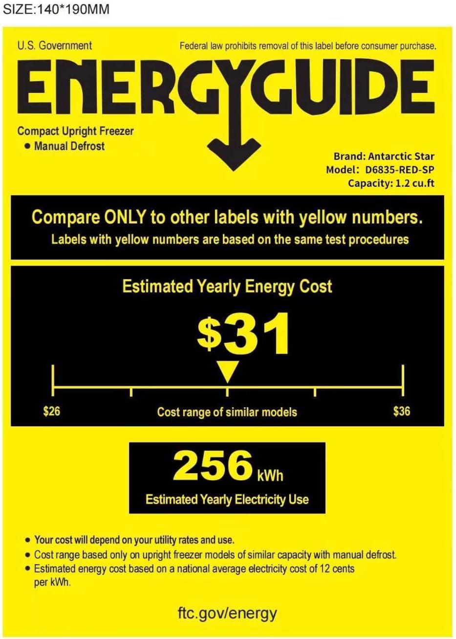 imageAntarctic Star Mini Upright Freezer 23 cuft Compact freezer with Removable Shelves and Adjustable Thermostatfor HomeKitchenOfficeBlackRED
