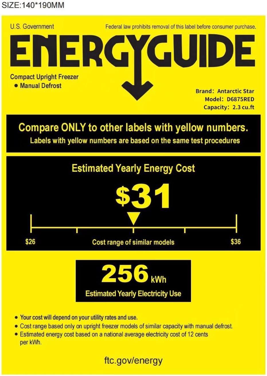 imageAntarctic Star Mini Upright Freezer 23 cuft Compact freezer with Removable Shelves and Adjustable Thermostatfor HomeKitchenOfficeBlackRED