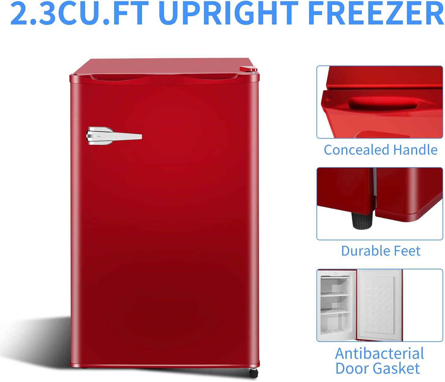 imageAntarctic Star Mini Upright Freezer 23 cuft Compact freezer with Removable Shelves and Adjustable Thermostatfor HomeKitchenOfficeBlackRED