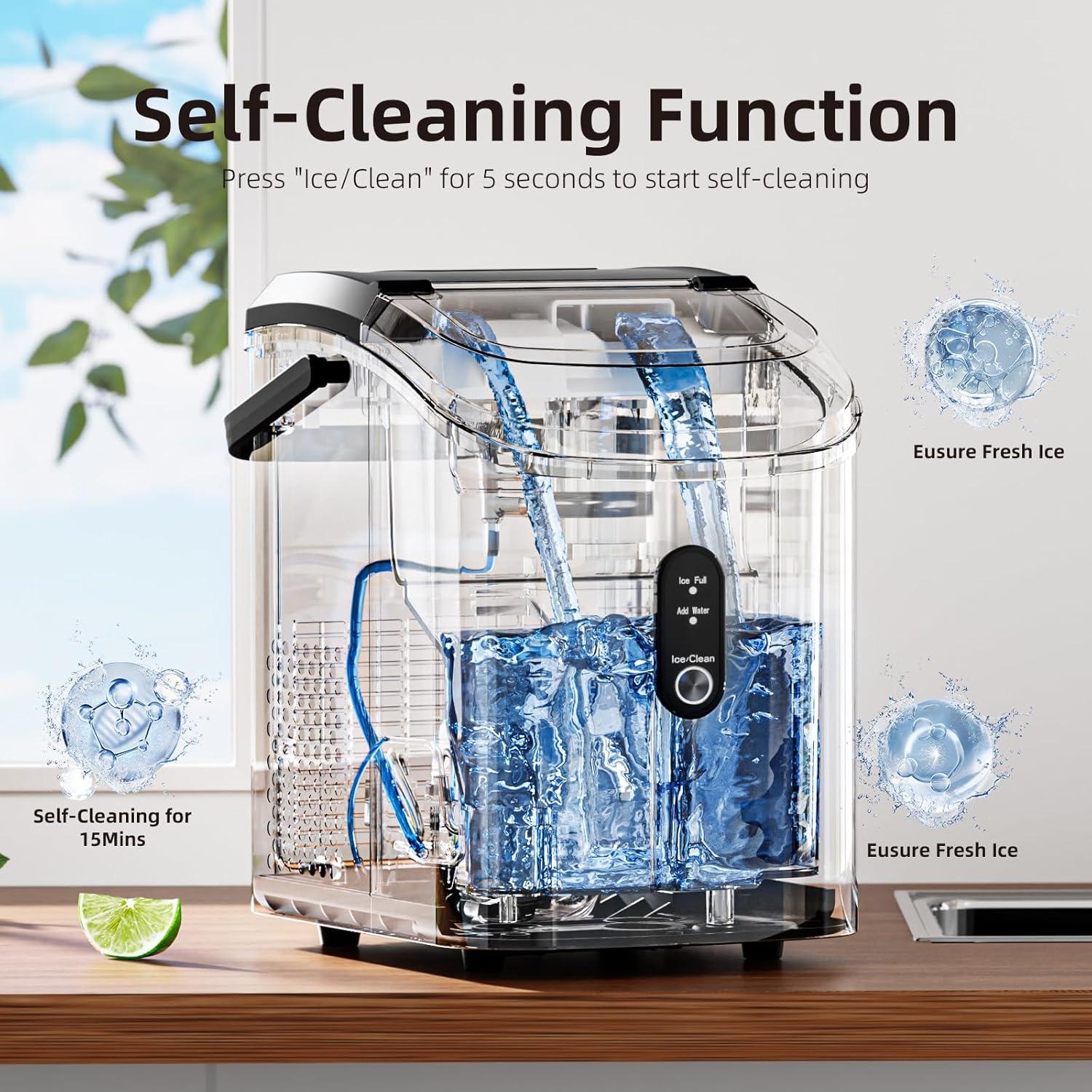 imageAntarctic Star Nugget Countertop Ice Maker with Soft Chewable Ice 34Lbs24H Pebble Portable Ice Machine with Ice Scoop SelfCleaning One Button Operation for KitchenOffice Stainless Steel Silver