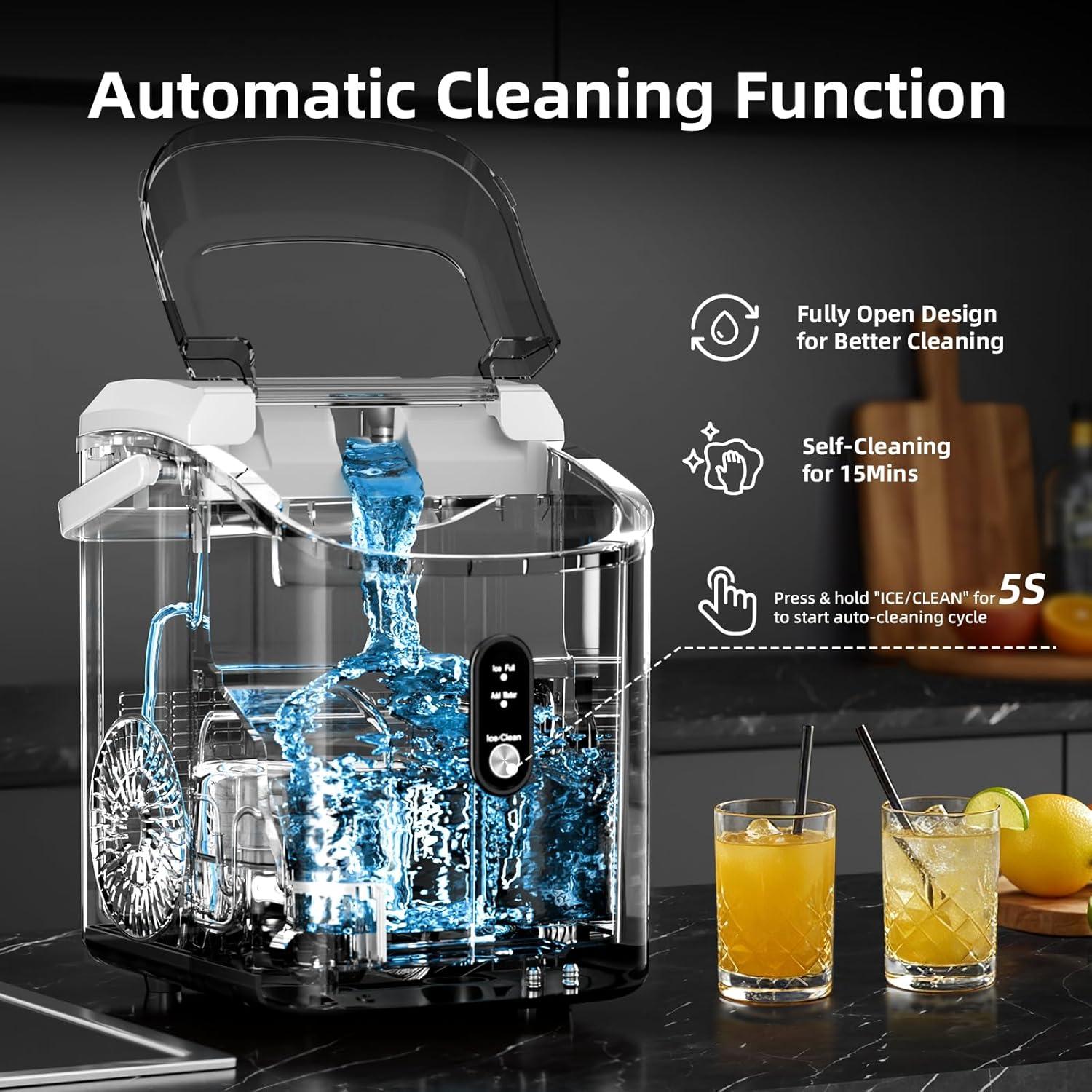 imageAntarctic Star Nugget Ice Maker Countertop with Soft Chewable Ice Portable Sonic Ice Maker with Basket and Scoop Removable Top Cover AutoCleaning for HomePartyRVCamping Stainless Steel SilverWhite