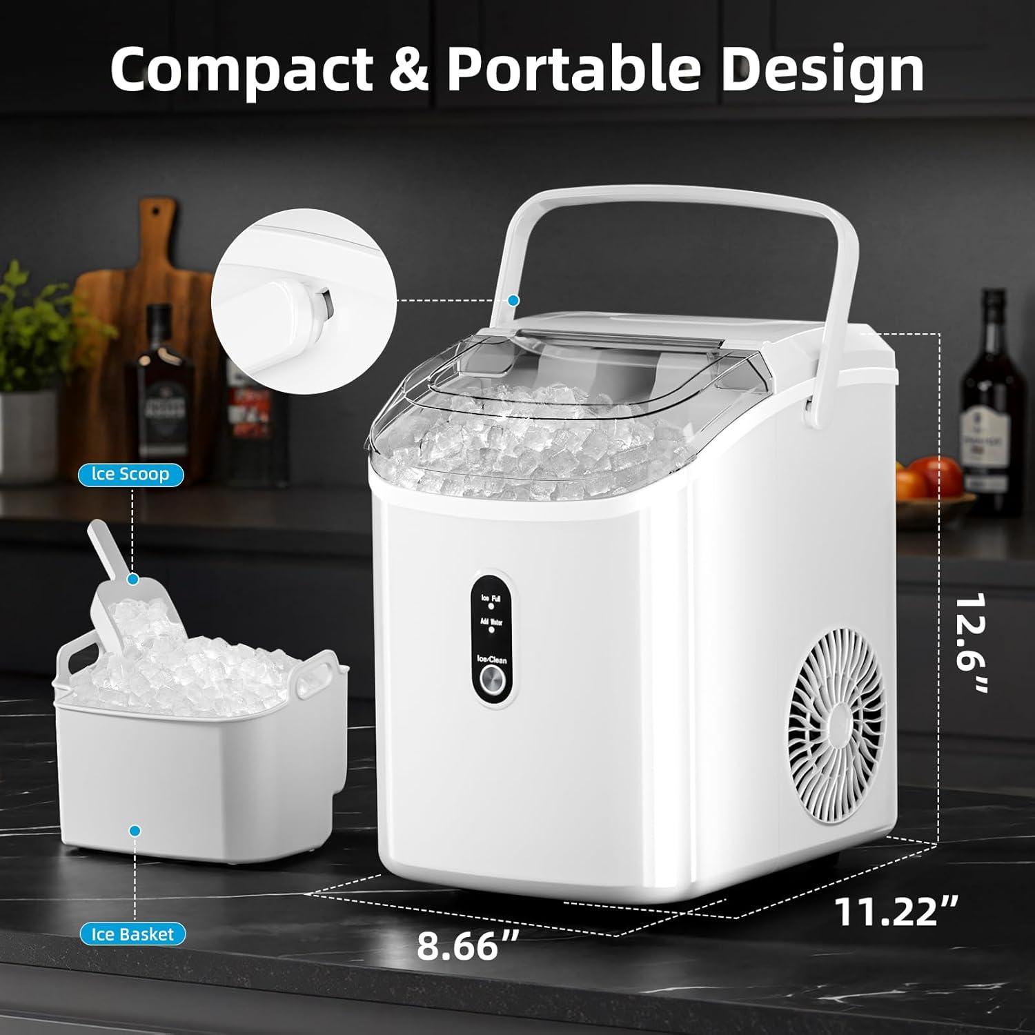 imageAntarctic Star Nugget Ice Maker Countertop with Soft Chewable Ice Portable Sonic Ice Maker with Basket and Scoop Removable Top Cover AutoCleaning for HomePartyRVCamping Stainless Steel SilverWhite