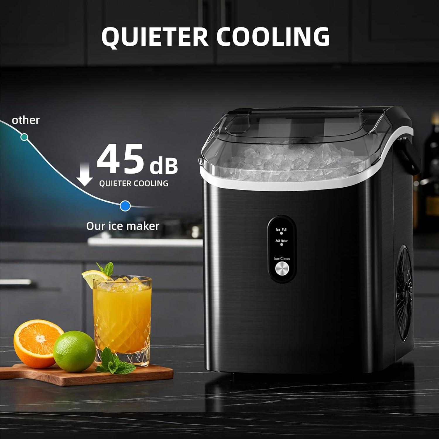 imageAntarctic Star Nugget Ice Maker Countertop with Soft Chewable Ice Portable Sonic Ice Maker with Basket and Scoop Removable Top Cover AutoCleaning for HomePartyRVCamping Stainless Steel SilverStainless Steel Black