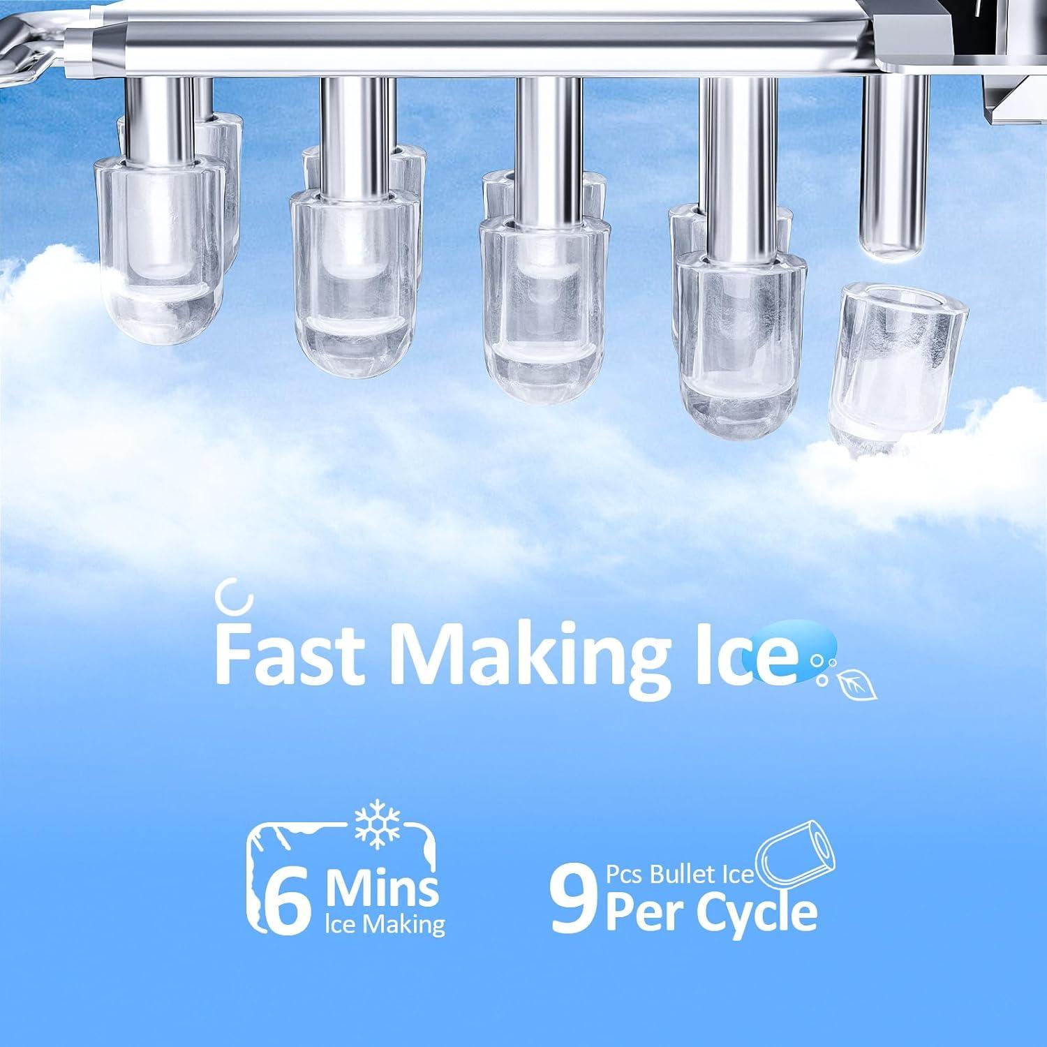 imageAntarctic Star Nugget Ice Makers Countertop Pebble Ice Machine with Chewable Pellet Ice 34Lbs24H SelfCleaning Sonic Ice OneClick Operation for KitchenOffice Stainless Steel BlackStainless Steel Red