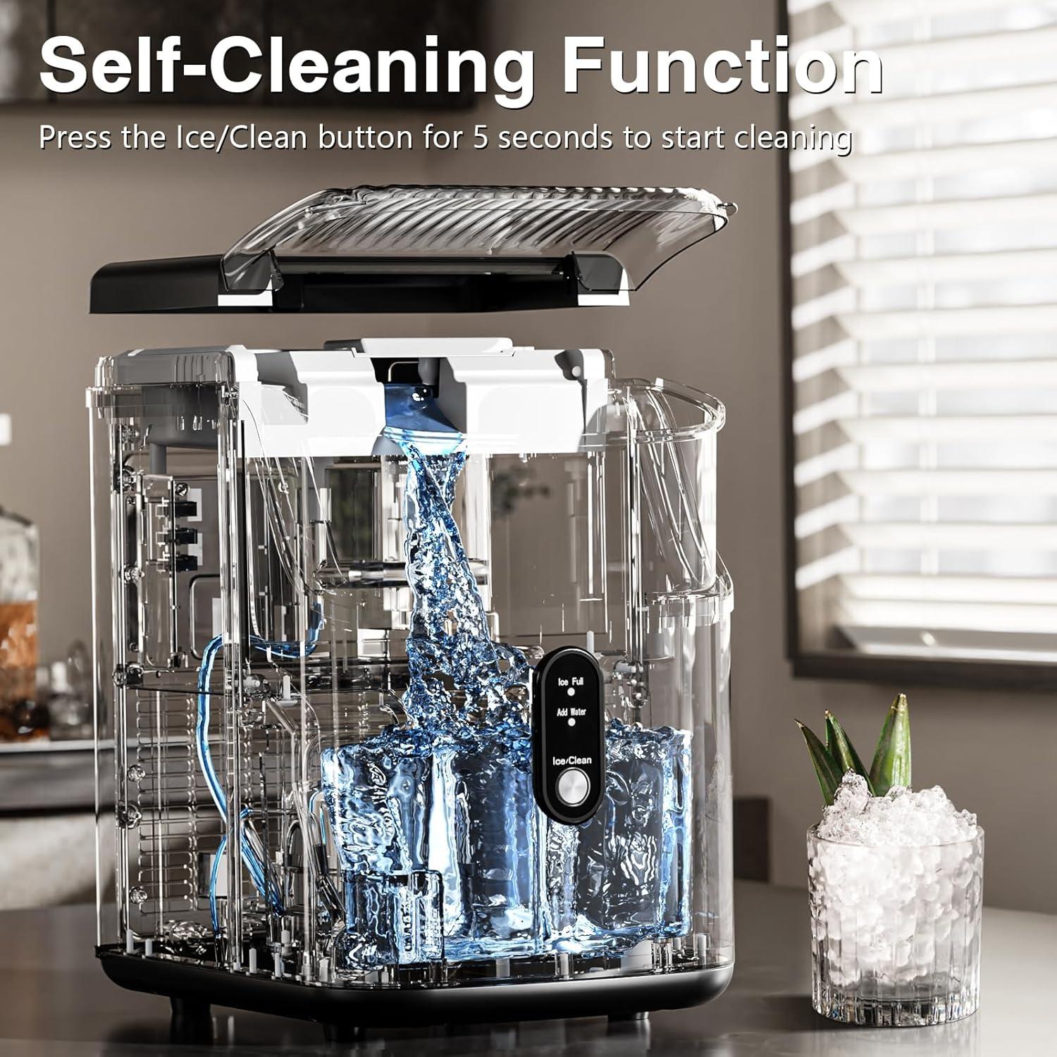 imageAntarctic Star Nugget Ice Makers Countertop Pebble Ice Machine with Chewable Pellet Ice 34Lbs24H SelfCleaning Sonic Ice OneClick Operation for KitchenOffice Stainless Steel BlackSilver