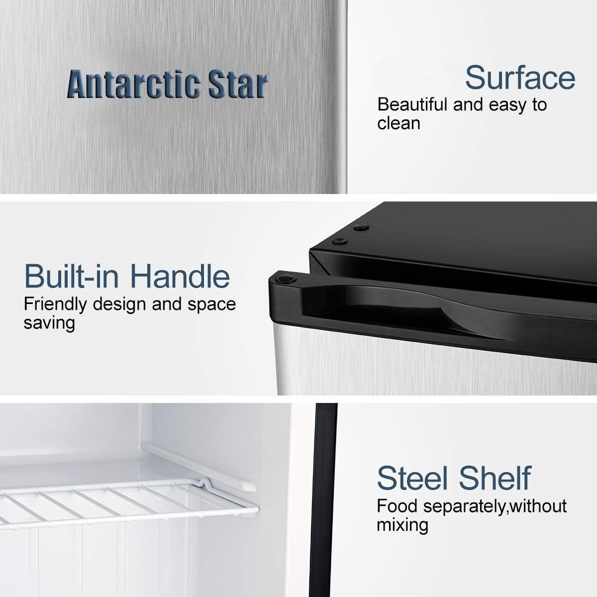 imageAntarctic Star Upright Freezer 30 Cuft Compact Mini Freezer with Reversible Single Door Temperature Control Removable Shelves Small freezer Stainless Steel for Dorms Home Office Silver