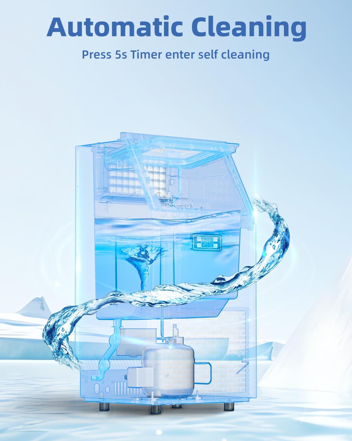 imageCommercial Ice Maker Machine Ice Makers Stainless Steel Under Counter Ice Machine 120 Lbs24H with 265 Pounds 64 Ice Cubes in 12 Mins Stainless Steel Freestanding Kitchen Ice Machines