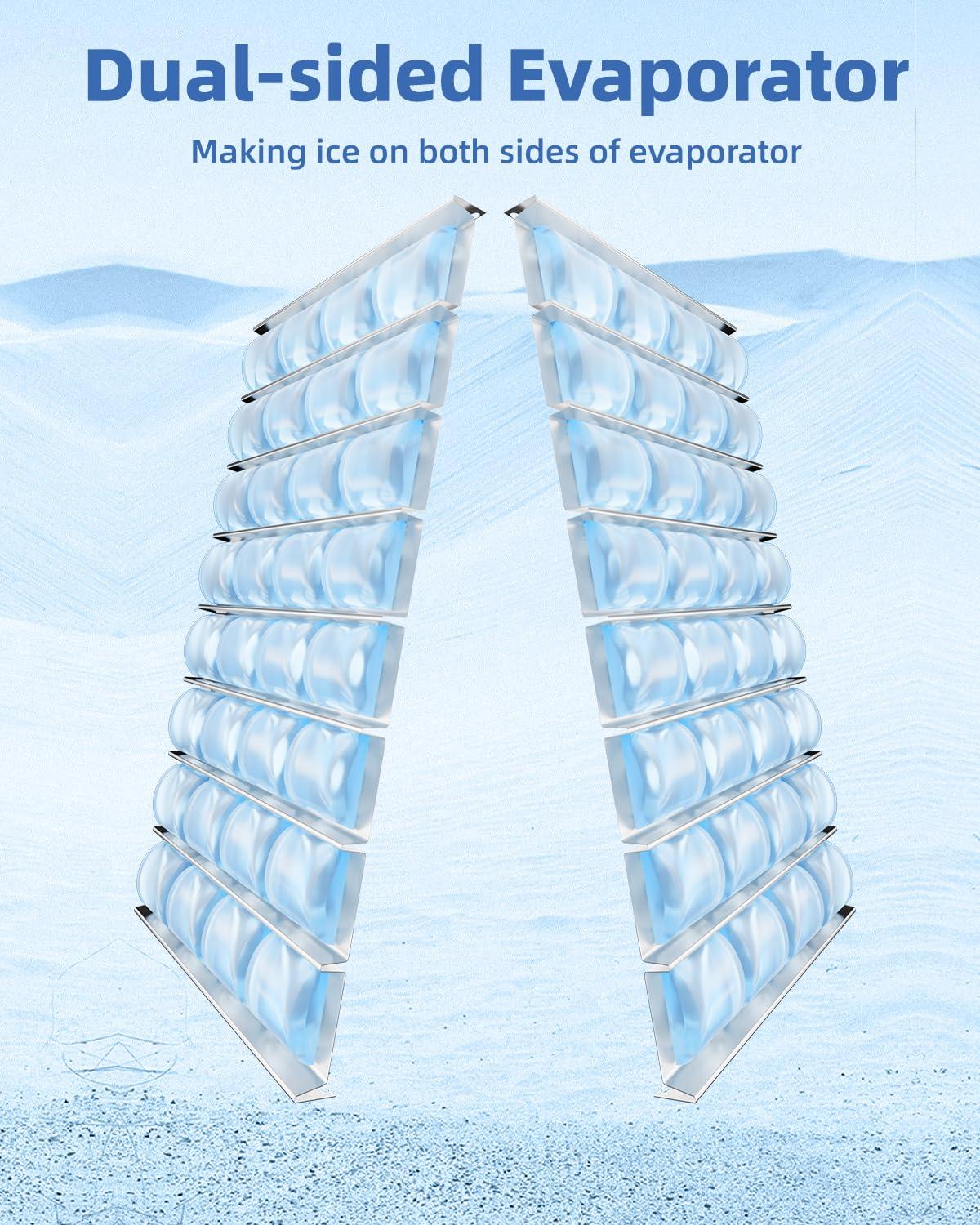 imageCommercial Ice Maker Machine Ice Makers Stainless Steel Under Counter Ice Machine 120 Lbs24H with 265 Pounds 64 Ice Cubes in 12 Mins Stainless Steel Freestanding Kitchen Ice Machines