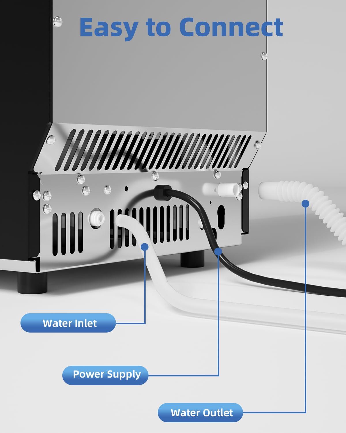imageCommercial Ice Maker Machine Ice Makers Stainless Steel Under Counter Ice Machine 120 Lbs24H with 265 Pounds 64 Ice Cubes in 12 Mins Stainless Steel Freestanding Kitchen Ice Machines