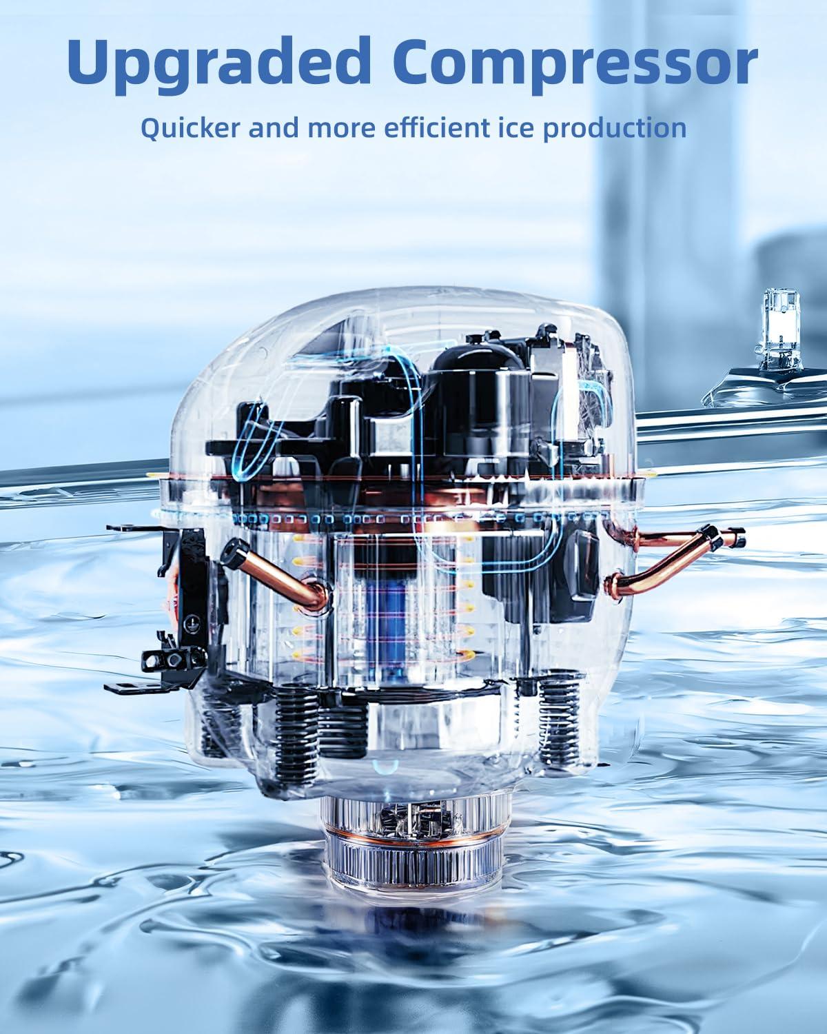 imageCommercial Ice Maker Machine Ice Makers Stainless Steel Under Counter Ice Machine 120 Lbs24H with 265 Pounds 64 Ice Cubes in 12 Mins Stainless Steel Freestanding Kitchen Ice Machines