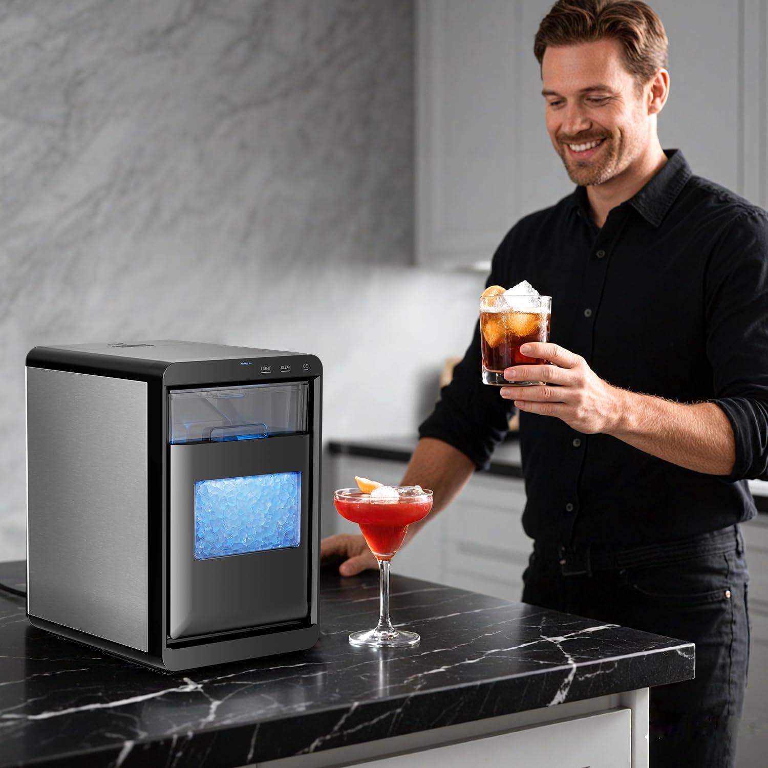 imageCountertop Ice Maker Machine 8 Ice Cubes in 6 mins 26lbDay Ice with 2 Sizes Portable Mini Energy Saving ampamp BasketScoop for HomePartyTravelCampingBarBlackBLACK