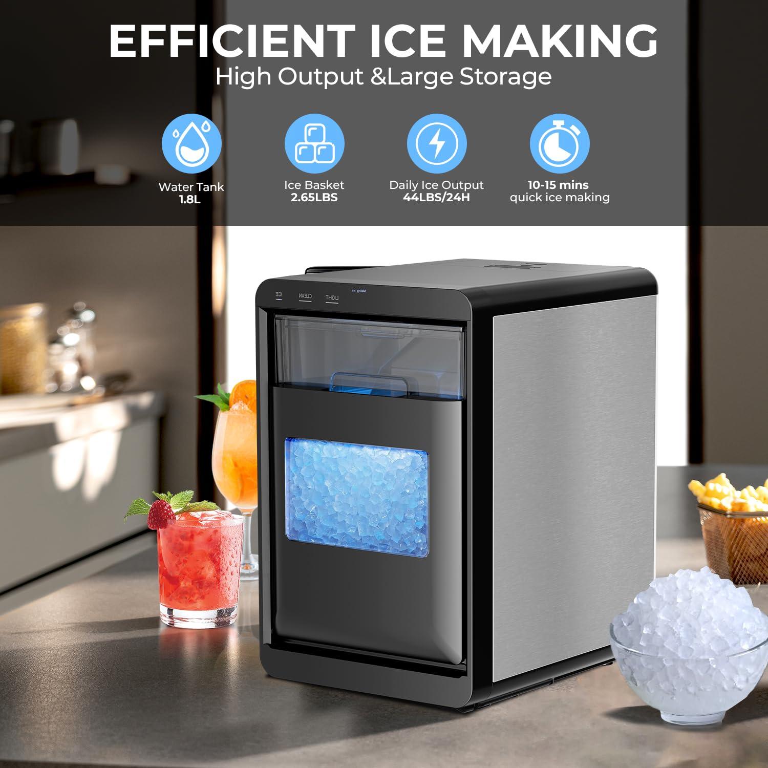 imageCountertop Ice Maker Machine 8 Ice Cubes in 6 mins 26lbDay Ice with 2 Sizes Portable Mini Energy Saving ampamp BasketScoop for HomePartyTravelCampingBarBlackBLACK
