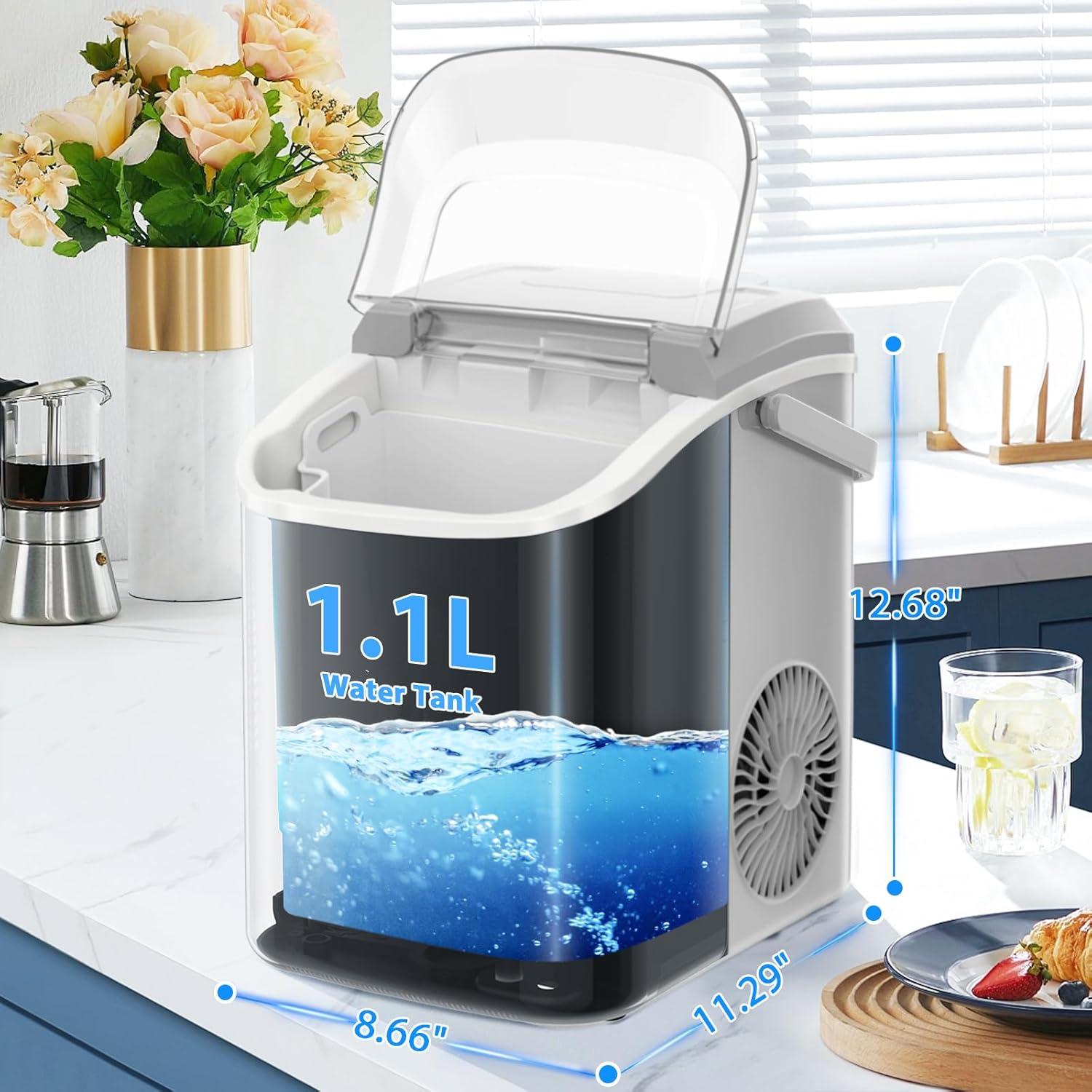 imageNugget Countertop Ice Maker with Chewable Pellet Ice Portable Ice Machine Pebble Ice with SelfCleaning 34Lbs24H One Button Operation for Kitchen Home Grey