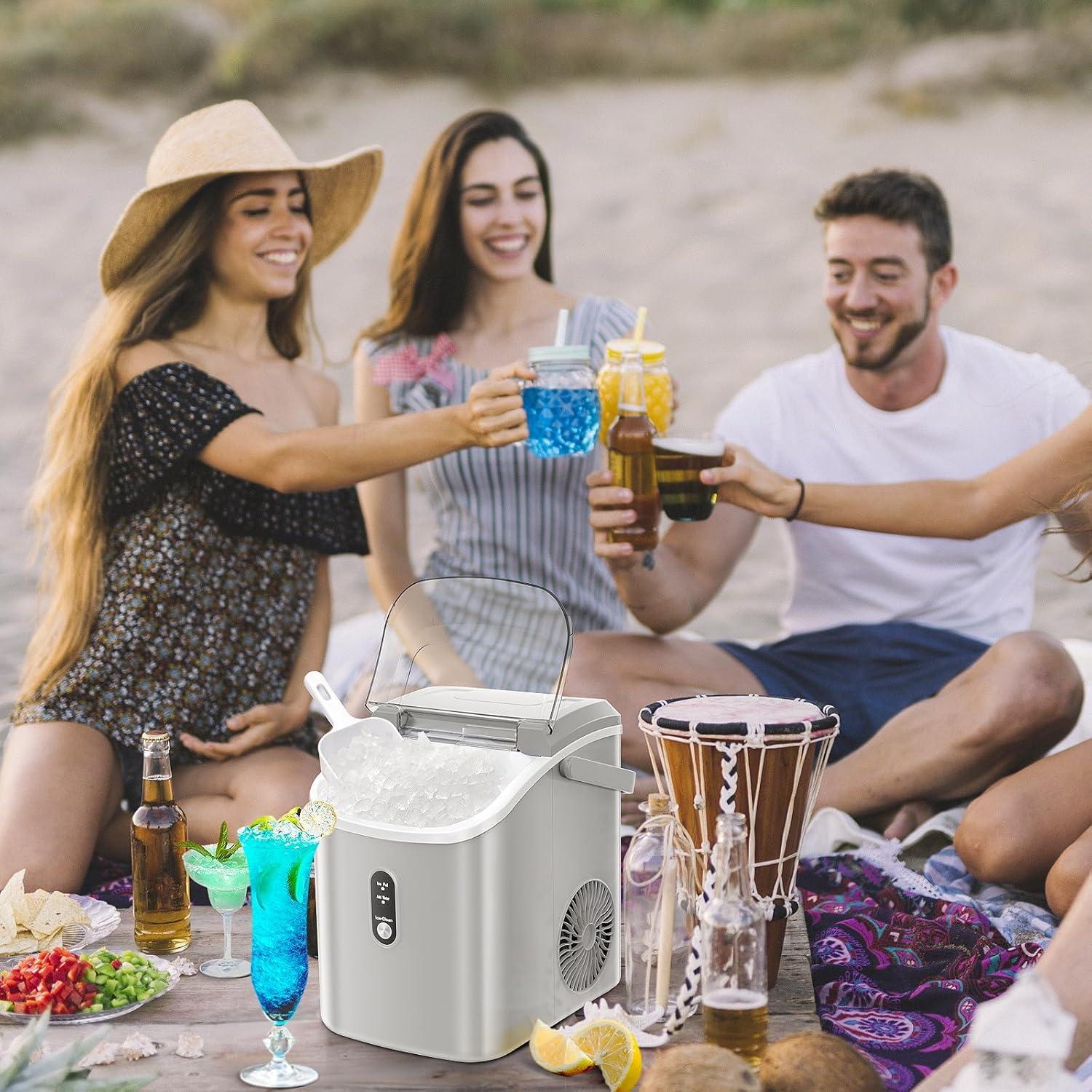 imageNugget Countertop Ice Maker with Soft Chewable Ice 34LBS24HPebble Portable Machine Scoop SelfCleaning OneClick OperationSonic Ice for KitchenOfficeBar GrayGrey