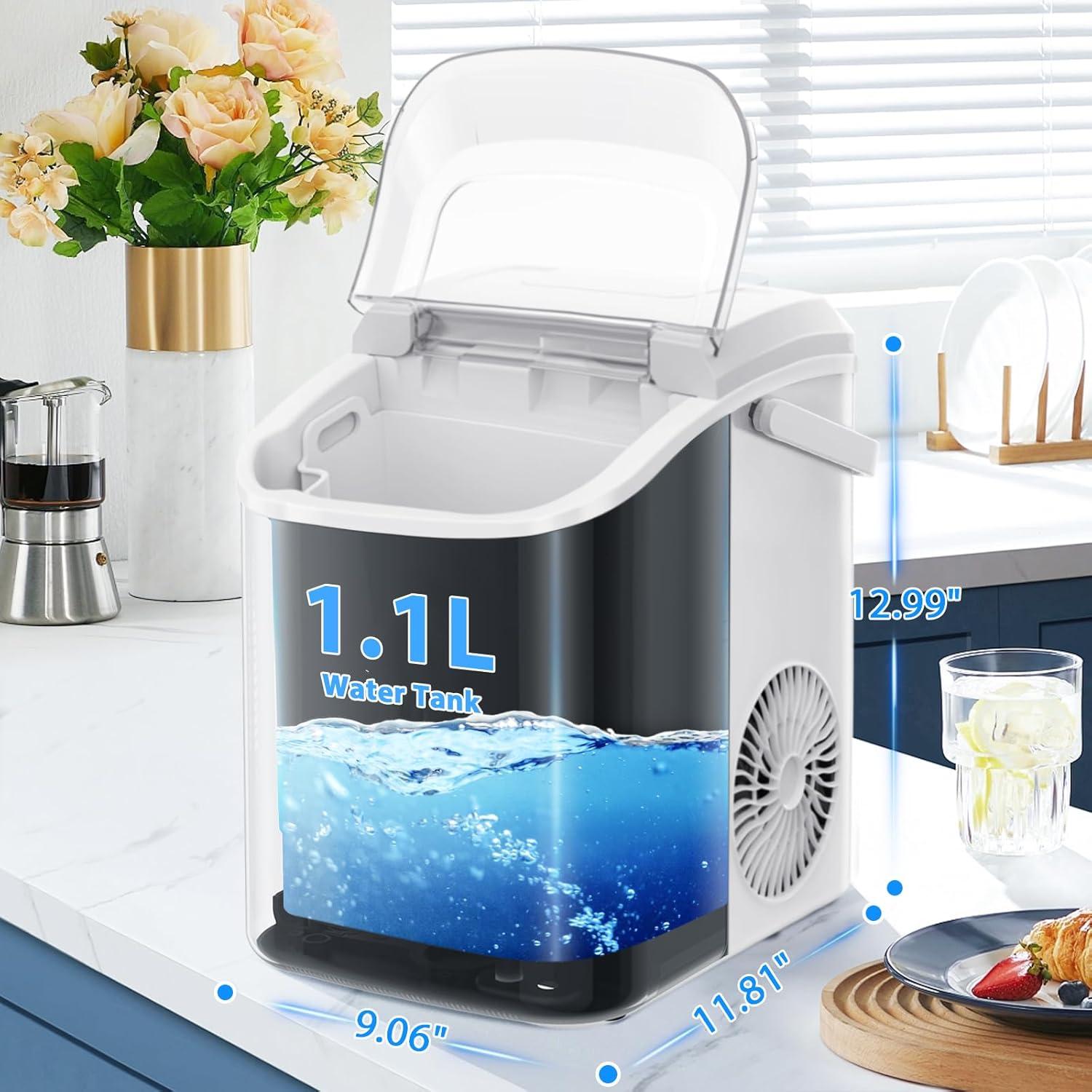 imageNugget Countertop Ice Maker with Soft Chewable Pellet Ice Automatic 34lbs in 24 HoursPebble Portable Ice Machine with Ice Scoop SelfCleaning OneClick Operation for KitchenOffice White