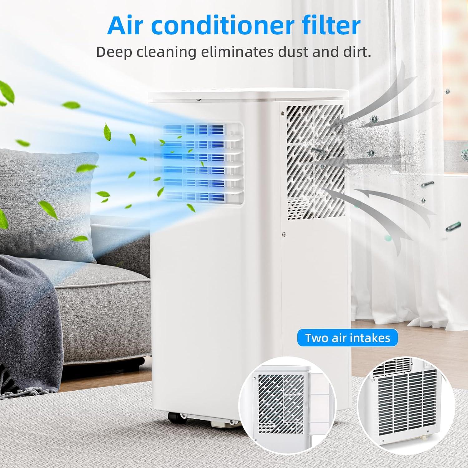 imagePortable Air Conditioners 8000 BTU with Remote Control 4 in 1 Free Standing Cooling AC with Fan ampamp Dehumidifier ampamp Cools 24H Timer Sleep Mode Windows Sealing Kit for Room8000 BTU with Drain plug