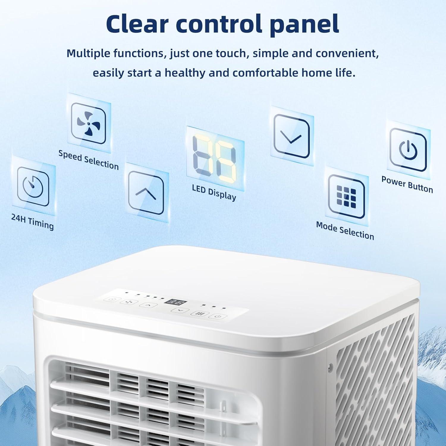 imagePortable Air Conditioners 8000 BTU with Remote Control 4 in 1 Free Standing Cooling AC with Fan ampamp Dehumidifier ampamp Cools 24H Timer Sleep Mode Windows Sealing Kit for Room8000 BTU