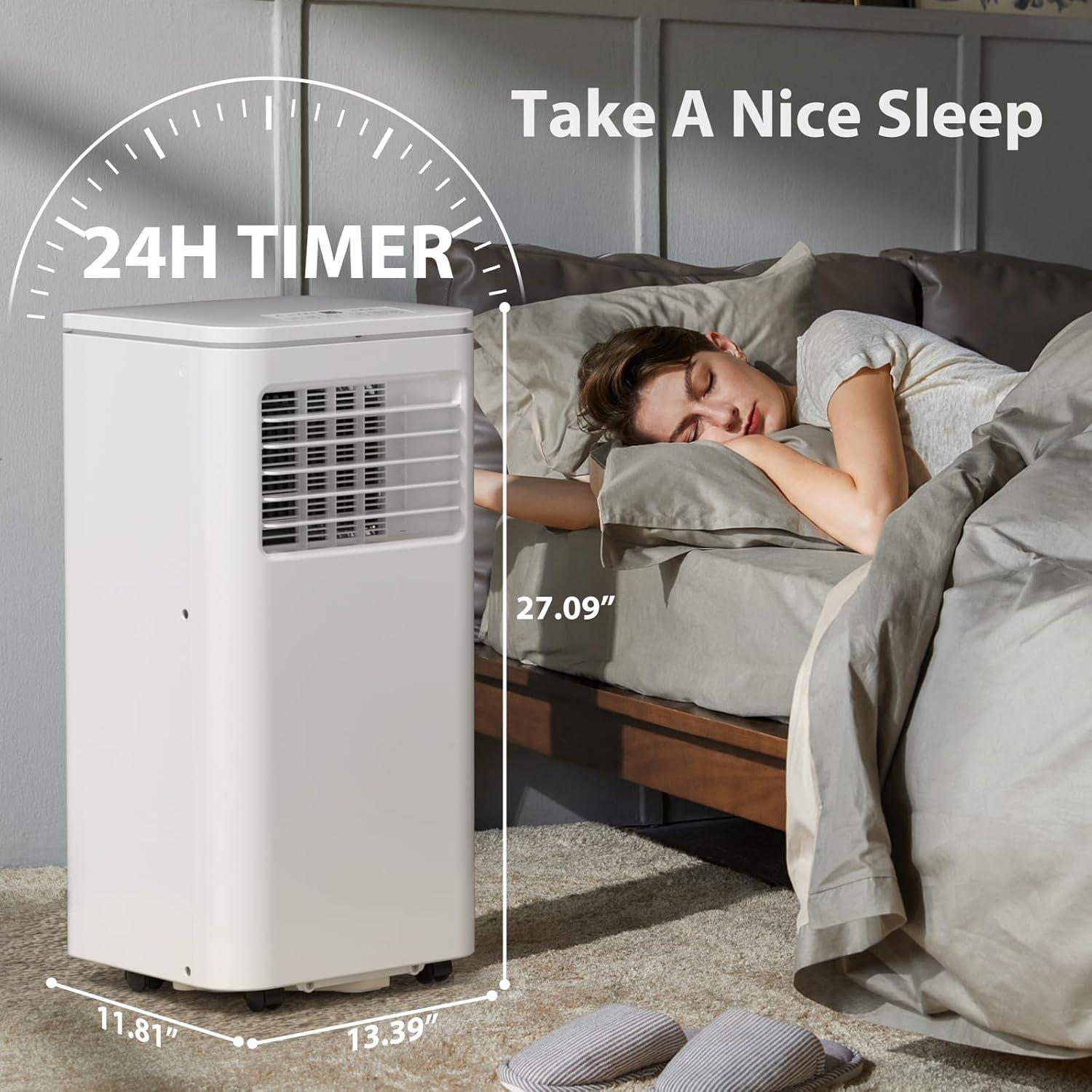 imagePortable Air Conditioners 8000 BTU with Remote Control 4 in 1 Free Standing Cooling AC with Fan ampamp Dehumidifier ampamp Cools 24H Timer Sleep Mode Windows Sealing Kit for Room8000 BTU