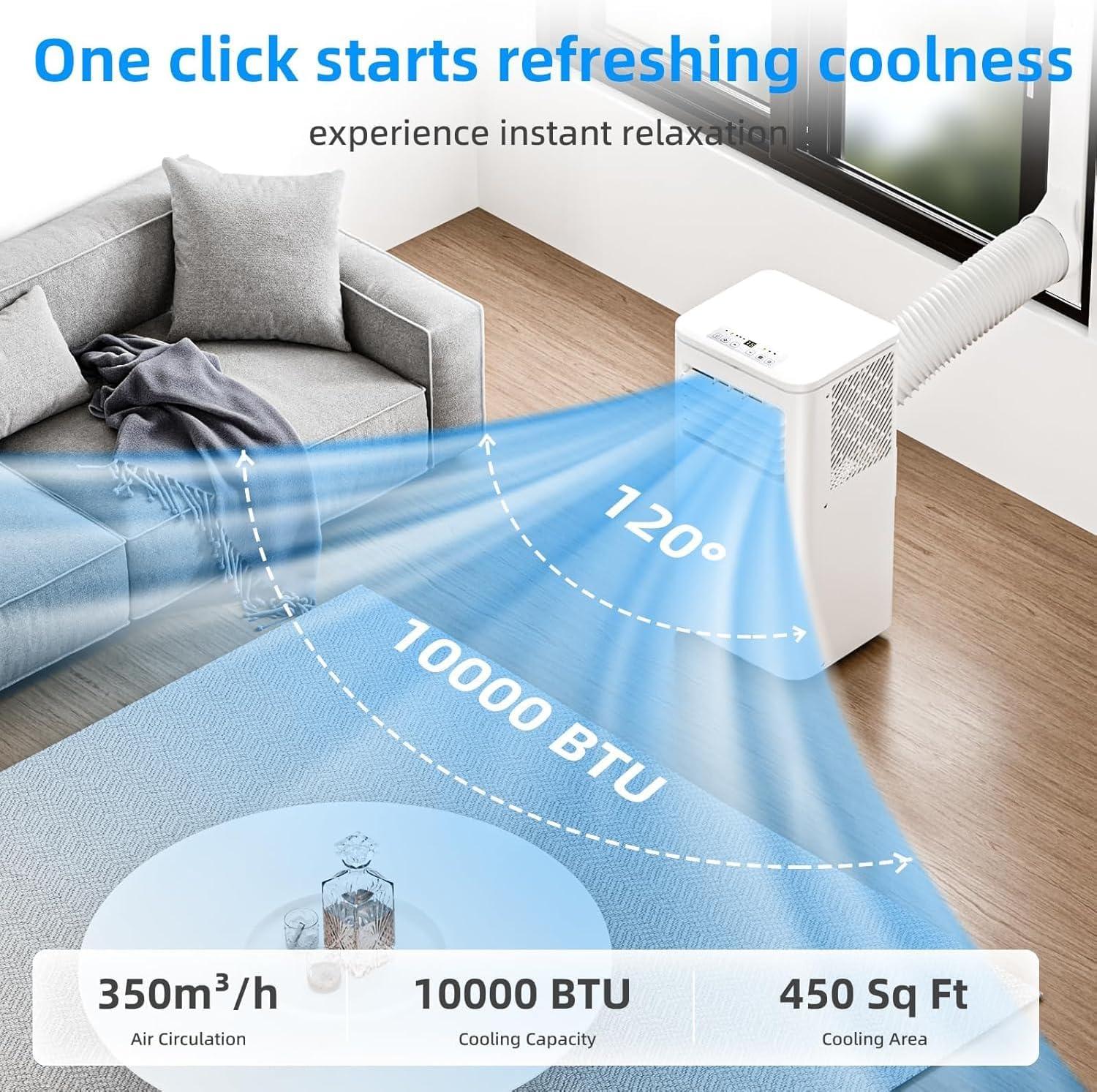 imagePortable Air Conditioners 8000 BTU with Remote Control 4 in 1 Free Standing Cooling AC with Fan ampamp Dehumidifier ampamp Cools 24H Timer Sleep Mode Windows Sealing Kit for Room10000 BTU