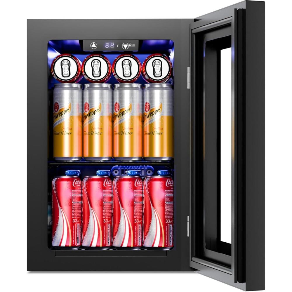 imageAntarctic Star Beverage Refrigerator Cooler68 Can 16 Bottle Mini Fridge for Soda Beer Wine ChampagneGlass Door Drink Dispenser Knob Controlfor Home and Bar17CuFtBlackBlack
