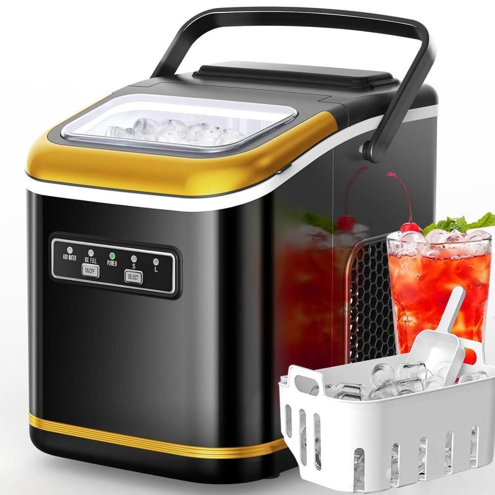 imageAntarctic Star Countertop Ice Maker Machine with Handle 2 Size Ice Cube 9 Cubes Ready in 6 Mins 26lbs24Hrs SelfCleaning Portable Ice Maker wBasket and Scoop for HomeKitchenCampingRV WhiteZ5812KBlack