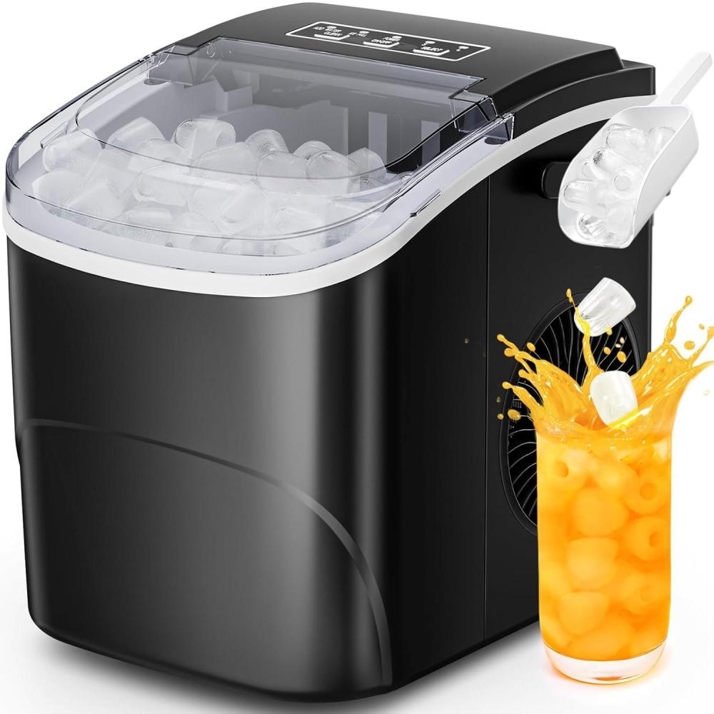 imageAntarctic Star Countertop Ice Maker Portable Ice MachineBullet Ice AutomaticCleaning Ice Makers 26Lbs24H 9 Ice Cubes Ready in 68 Mins for Home Kitchen Bar Party BlackBLACK