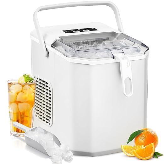 imageAntarctic Star Countertop Ice Maker26lbs24Hrs9 Bullet Ice Cubes Every 6 MinutesSLSelfCleaning countertop ice Makers with Basket and ScoopPerfect for Home Kitchen RV Camping WhiteWhite