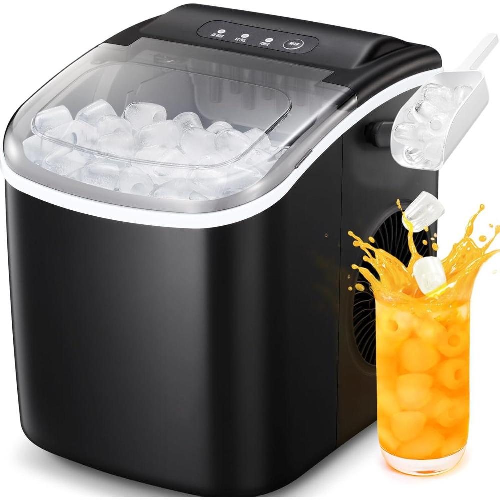 imageAntarctic Star Countertop Ice MakerPortable Ice Makers with SelfCleaning Bullet Ice Machine 26Lbs24H 9 Ice Cubes Ready in 6 Mins for Kitchen Bar Party RV Black