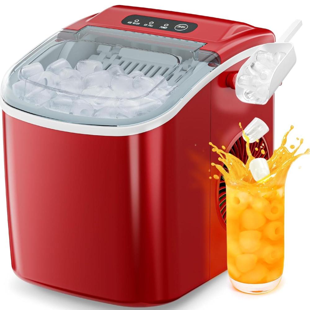 imageAntarctic Star Countertop Ice MakerPortable Ice Makers with SelfCleaning Bullet Ice Machine 26Lbs24H 9 Ice Cubes Ready in 6 Mins for Kitchen Bar Party RV GreyRed
