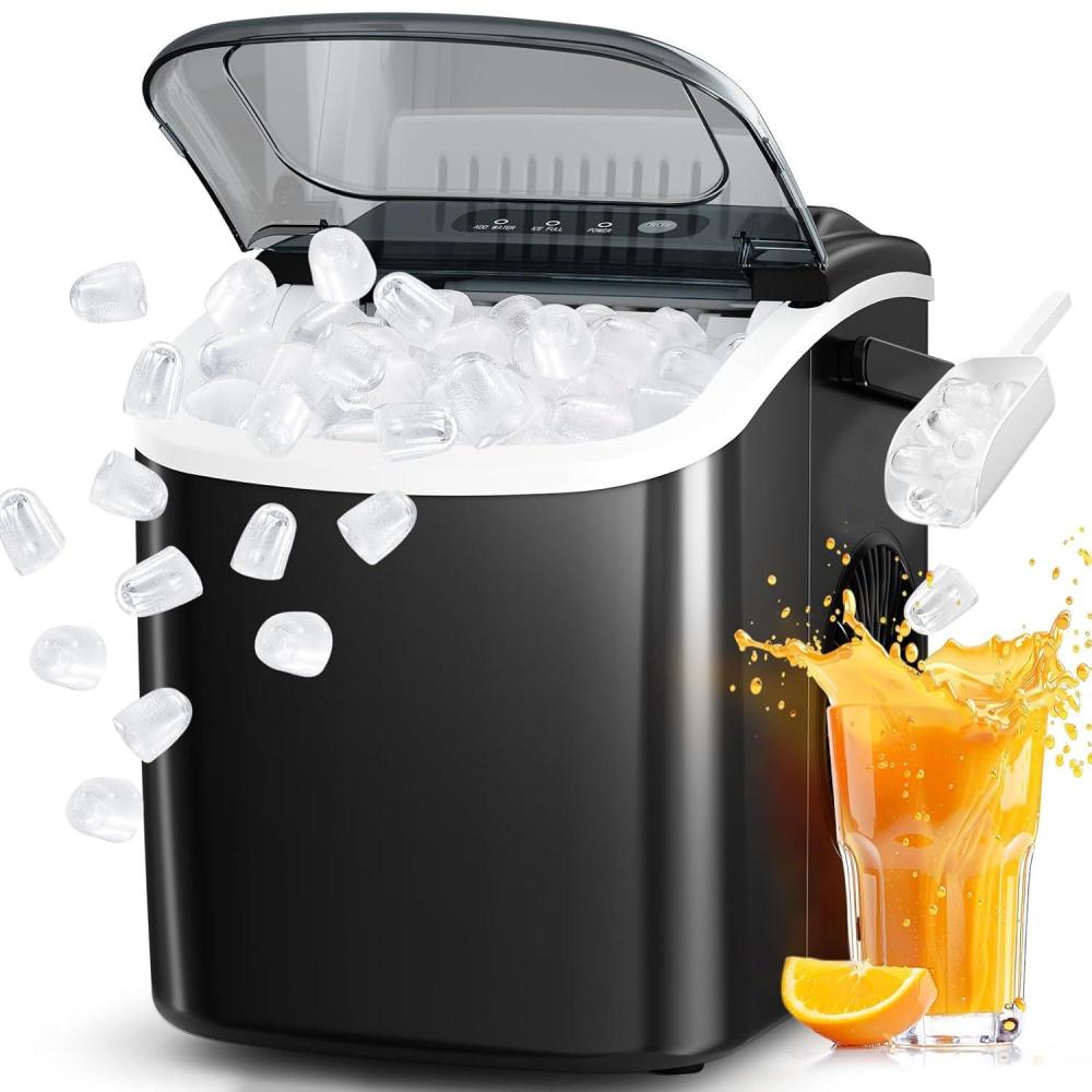 imageAntarctic Star Countertop Ice MakerPortable Ice Makers with SelfCleaning Bullet Ice Machine 26Lbs24H 9 Ice Cubes Ready in 6 Mins for Kitchen Bar Party RV GreyBlack