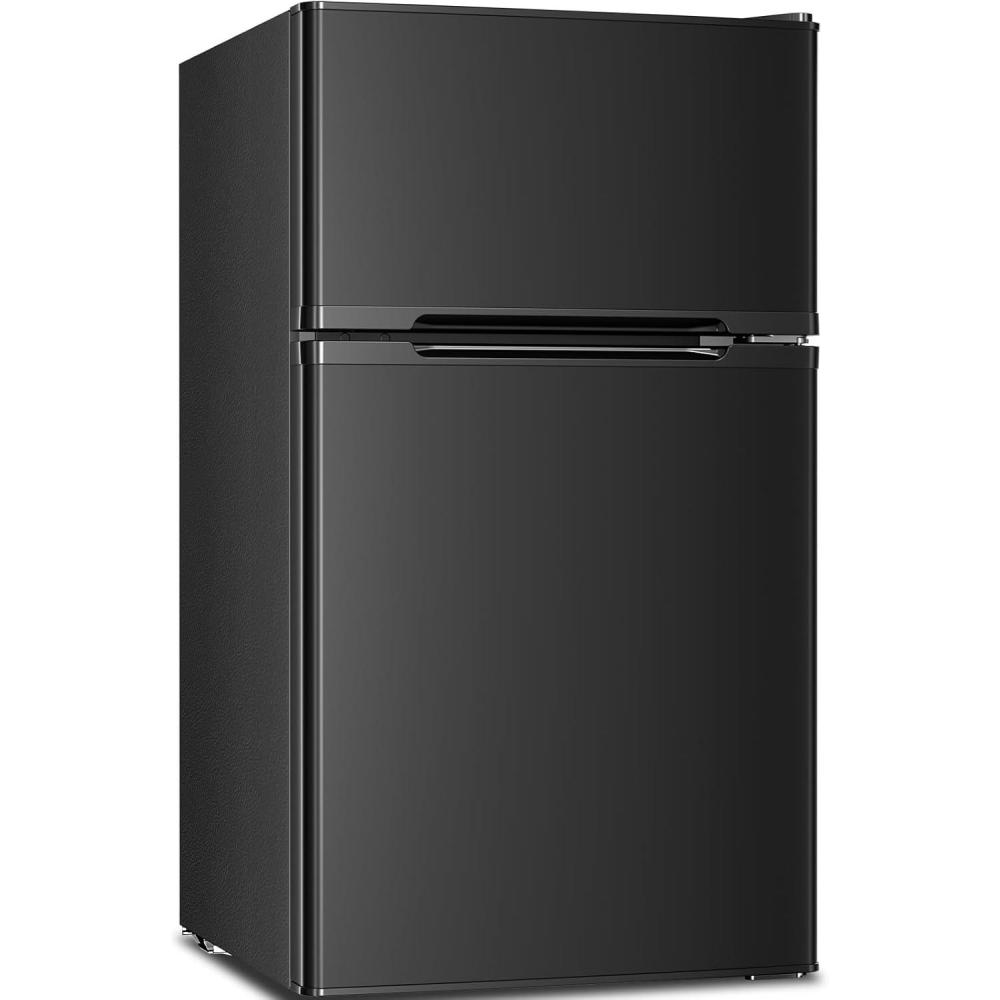 imageAntarctic Star Mini Compact Refrigerator 32 CuFt Separate Freezer Double 2Door Adjustable Removable Shelves for ApartmentDormOfficeBLACKBLACK
