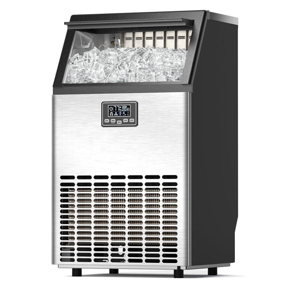 imageCommercial Ice Maker Machine Ice Makers Stainless Steel Under Counter Ice Machine 120 Lbs24H with 265 Pounds 64 Ice Cubes in 12 Mins Stainless Steel Freestanding Kitchen Ice Machines