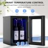 imageAntarctic Star 06Cu Ft Freestanding Wine Cellar Mini Fridge 4Bottle Red Wine with 6Can Beverage Refrigerator Quiet Compressor LED Light and Display 4061  Black