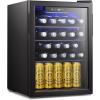 imageAntarctic Star 24 Bottle Wine CoolerCabinet Beverage Refrigerator Small Mini Wine Cellar Beer Soda Clear Glass Door Bar Fridge Quiet Operation Compressor Adjust Temp Control Freestanding 24 Cu ftBlack