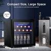 imageAntarctic Star 24 Bottle Wine CoolerCabinet Beverage Refrigerator Small Mini Wine Cellar Beer Soda Clear Glass Door Bar Fridge Quiet Operation Compressor Adjust Temp Control Freestanding 24 Cu ftBlack