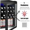 imageAntarctic Star 24 Bottle Wine CoolerCabinet Beverage Refrigerator Small Mini Wine Cellar Beer Soda Clear Glass Door Bar Fridge Quiet Operation Compressor Adjust Temp Control Freestanding 24 Cu ftBlack