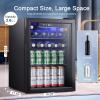 imageAntarctic Star 26cuft Mini Fridge 100 Can Beverage Refrigerator Wine CoolerCabinet Small Beer Soda Glass Door Counter Top Bar Fridge Freestanding Black