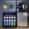 imageAntarctic Star Beverage Refrigerator Cooler68 Can 16 Bottle Mini Fridge for Soda Beer Wine ChampagneGlass Door Drink Dispenser Knob Controlfor Home and Bar17CuFtBlackBlack