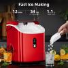 imageAntarctic Star Nugget Ice Maker Countertop with Soft Chewable Ice Portable Sonic Ice Maker with Basket and Scoop Removable Top Cover AutoCleaning for HomePartyRVCamping Stainless Steel SilverRed